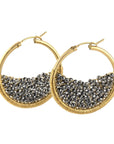 Silver Crystal Medium Hoops - 14k Gold Fill + Crystal - KMJ Dana Kellin Jewelry - Earrings