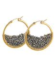 Silver Crystal Medium Hoops - 14k Gold Fill + Crystal