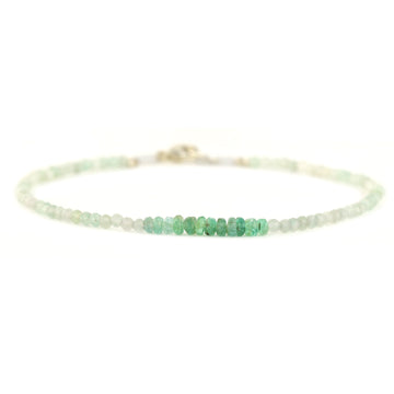 Green Strawberry Quartz + Emerald Bracelet