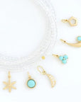 Tiny Crescent Moon Charm with Diamonds - 18k Yellow Gold - KMJ Anne Sportun Jewelry - Necklace