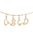 Initial Letter Charm with Diamond - 18k Yellow Gold / L - KMJ Anne Sportun Jewelry - Necklace