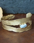 Calm Waters Cuff - Brass + Aquamarine