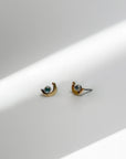 Crescent Studs - 14ky Gold-Fill, Sterling Silver + Moonstone