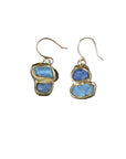 Cross Pollinate Earrings - Brass, Aquamarine + Tanzanite - KMJ Emilie Shapiro Jewelry - Earrings