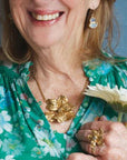 Cross Pollinate Earrings - Brass, Aquamarine + Tanzanite - KMJ Emilie Shapiro Jewelry - Earrings
