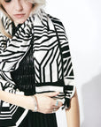 100% Italian Spun Egyptian Cotton Body Cocoon Wrap: Camelia Wrap Black + Cream - KMJ Liamolly Gifts - Accessories