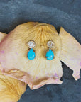 Dearest Earrings - 14k Gold, Turquoise + White Sapphire