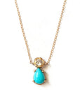 Dearest Pendant - 14k Gold, Turquoise + White Sapphire
