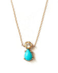 Dearest Pendant - 14k Gold, Turquoise + White Sapphire - KMJ Emilie Shapiro Fine Jewelry - Necklaces