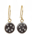 Black + Gold Scattered Diamond Disc Earrings - 18ky Gold, Oxidized Silver + Reclaimed Diamonds - KMJ Kate Maller Jewelry Jewelry - Earrings