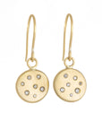 18k Gold Scattered Diamond Disc Earrings - 18ky Gold + Reclaimed Diamonds