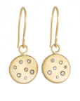 18k Gold Scattered Diamond Disc Earrings - 18ky Gold + Reclaimed Diamonds - KMJ Kate Maller Jewelry Jewelry - Earrings