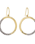 Sunshine Hoops - 18ky, Oxidized Silver + VS Diamonds