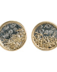 Traveler's Coin Studs - 22k/18k Gold, Oxidized Silver + Diamonds - KMJ Kate Maller Jewelry Jewelry - Earrings