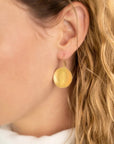 Large Hammered Disc Hook Earrings - 18k Yellow Gold - KMJ Anne Sportun Jewelry - Earrings