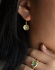 Hammered 10mm Disc Diamond Earrings - 18k Yellow Gold - KMJ Anne Sportun Jewelry - Earrings
