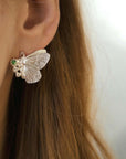 Duke of Burgundy Butterfly Cluster Hook Earrings - 22k Gold over Sterling Silver