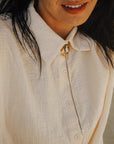 Flora Bolo Necklace - Oxidized Brass, Sterling Silver + Blue Moonstone Glass w/Oxidized Sterling Silver 32" Chain - KMJ Claire Sommers Buck Jewelry - Necklaces
