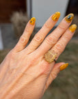 Rutilated Quartz Medium Stone Ring - 14ky Gold + Oxidized Silver
