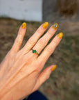 Zambian Emerald Small Stone Ring - 18ky/14kw/14r Gold+ Oxidized Silver
