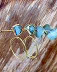 Aquamarine Guardian Hoops - Brass, Silver + Aquamarine