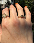 Rough Cognac Diamond Ring - 14ky Gold + Oxidized Silver - KMJ Variance Objects Jewelry - Rings