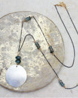 Larken Necklace - Black Oxidized Chain + Moss Aquamarine - KMJ James & Jezebelle Unclassified