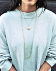 Larken Necklace - Black Oxidized Chain + Moss Aquamarine - KMJ James & Jezebelle Unclassified