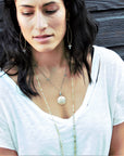 Larken Necklace - Black Oxidized Chain + Moss Aquamarine - KMJ James & Jezebelle Unclassified