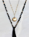 Gigi Necklace - 14k Gold-Fill, Oxidized Silver + Labradorite - KMJ James & Jezebelle Jewelry - Necklaces