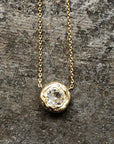 Sunburst Pendant - 14k Gold + White Sapphire