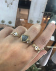Sunburst Trio Ring - 14k Gold + White Sapphires - KMJ Emilie Shapiro Fine Jewelry - Rings