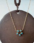 Mini Sleeping Beauty Turquoise Daisy Necklace - 14k Gold