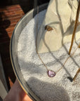 Lavender Sapphire Bezel Slice Necklace - 14k Gold