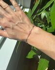 Watermelon Tourmaline + Light Pink Beaded Bracelet