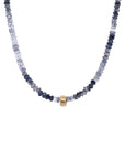 Iolite Natural Gemstone Boulder Beaded Necklace - 18k Gold + Iolite- 16"