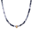 Iolite Natural Gemstone Boulder Beaded Necklace - 18k Gold + Iolite- 16" - KMJ Anne Sportun Jewelry - Necklaces