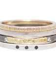 Jane Stacker Set - 22k/18k/14ky Gold, Bright/Oxidized Silver, and Diamonds - KMJ Kate Maller Jewelry Jewelry - Rings