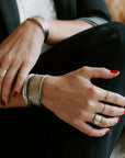 Three Bloom Dusted Skinny Cuff - 22ky, 18ky, Oxidized Silver + VS Diamonds - KMJ Kate Maller Jewelry Jewelry - Bracelets
