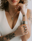 Twilight Cuff w/Rails - 18ky Gold, Oxidized Silver + VS Diamonds - KMJ Kate Maller Jewelry Jewelry - Bracelets