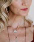 City Block Necklace with 2 mm Diamond + Oxidized Chain - KMJ Kate Maller Jewelry Jewelry - Necklaces