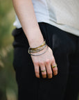 Crescent Stacker Bangle - 22k/18k Gold + Oxidized Silver - KMJ Kate Maller Jewelry Jewelry - Bracelets