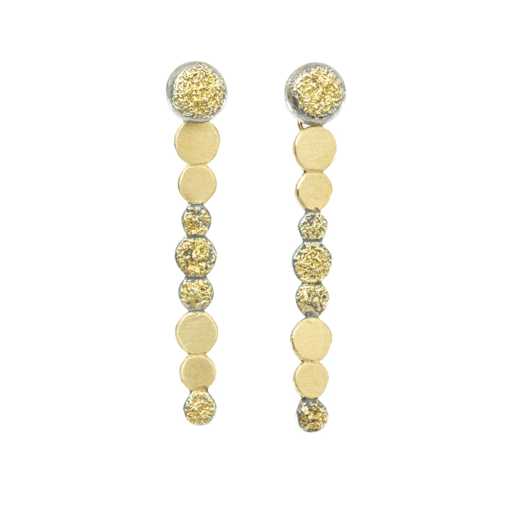 Dusted Tiny Dot Drop Earrings 22k/18k Gold, Oxidized Silver KMJ