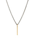 Hammered Gold Bar Necklace -18ky Gold on Oxidized Silver Chain