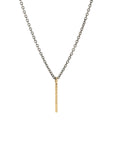 Hammered Gold Bar Necklace -18ky Gold on Oxidized Silver Chain - KMJ Kate Maller Jewelry Jewelry - Necklaces