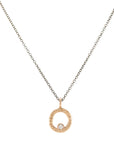 18k Rose Gold Petite Turning Aspen Charm Necklace - 18k/14k Gold, Oxidized Silver + VS White Diamond