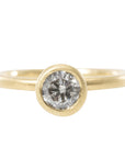 .950 ctw Natural Salt + Pepper Round Diamond - Handmade 18ky Gold Bezel Setting - KMJ Kate Maller Jewelry Jewelry - Bridal