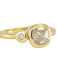 1.02 ctw Cushion Shaped Rose Cut Clear Diamond - 18ky Gold + VS Accent Diamonds