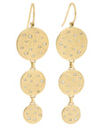 18k Triple Drop Scattered Diamond Earrings - 18ky Gold + VS Diamonds
