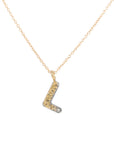 Alphabet Necklace 2.0 on 14ky Gold Chain - 22ky, 18ky, Oxidized Silver + VS Diamond